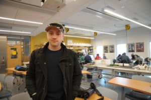 Joe LeBlanc in a classroom
