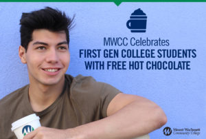 Photo of male student with hot chocolate