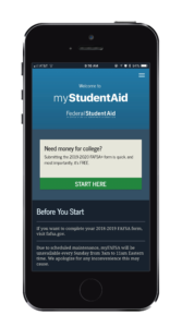 Photo of MyStudentAid app open on mobile phone