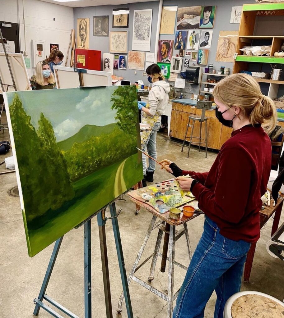 Lynsey Fletcher in MWCC art studio oil painting