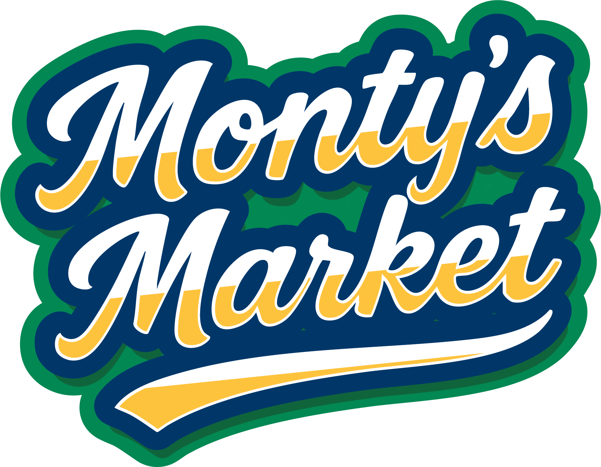Graphic displaying Monty's Market in a script font