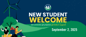 New student welcome graphic with date September 2