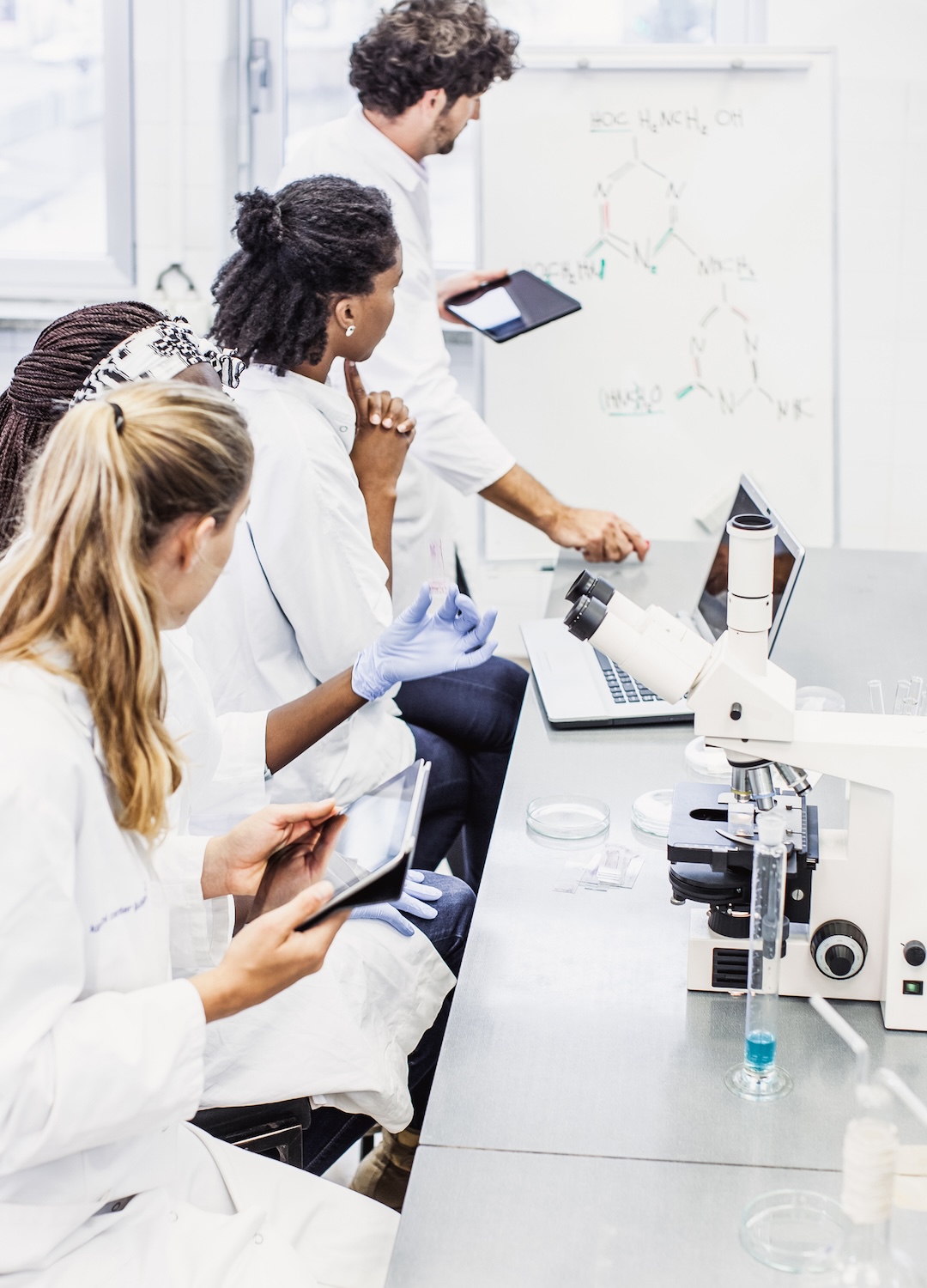 Scientist Having a Discussion, Meeting in The Laboratory