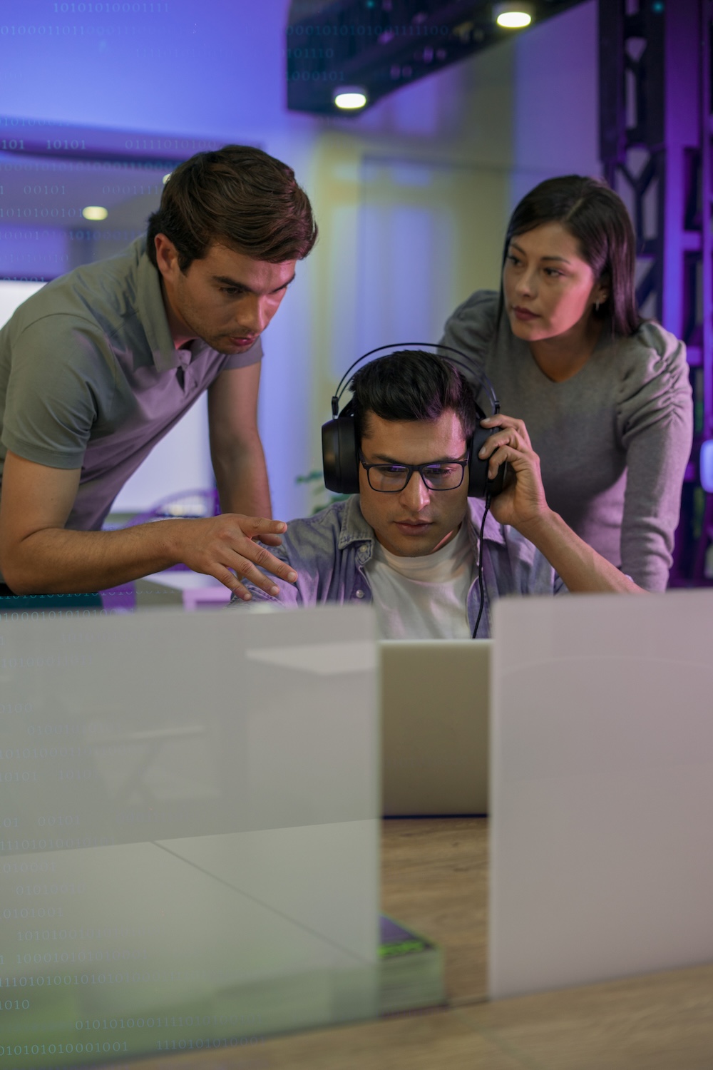 Programming engineers are developing codes on their computers