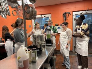 Study Abroad students cooking demonstration