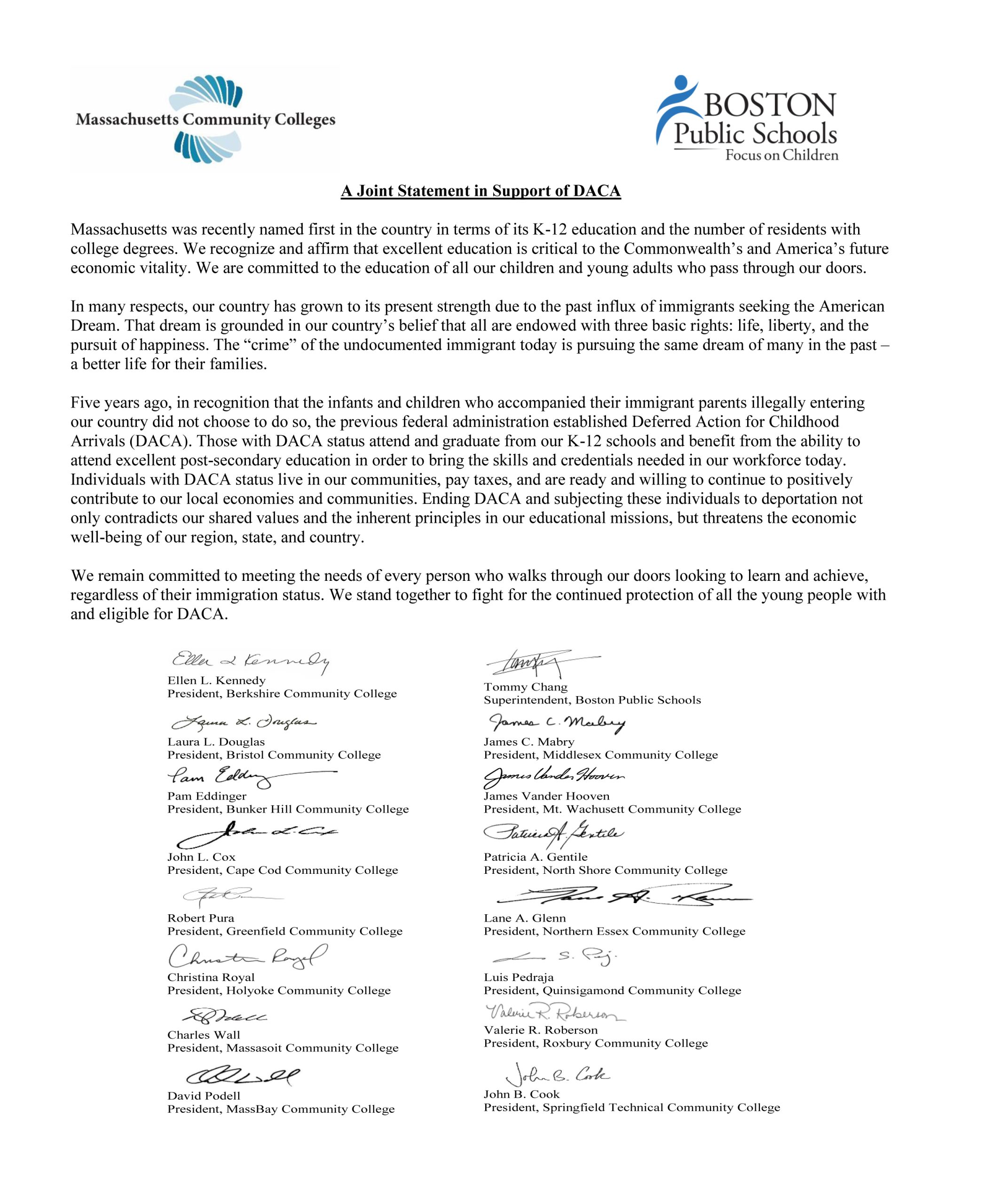 A Joint Statement in Support of DACA