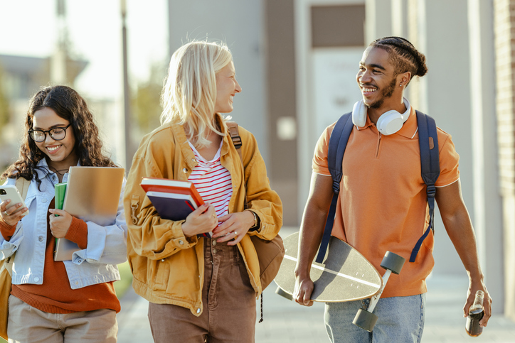 Students walking together and chatting
