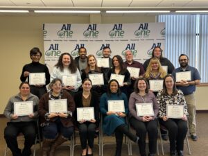 MWCC First Line Supervisor Recognition group of students holdng certificates