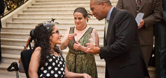 Caroline Horvitz with Governor Deval Patrick