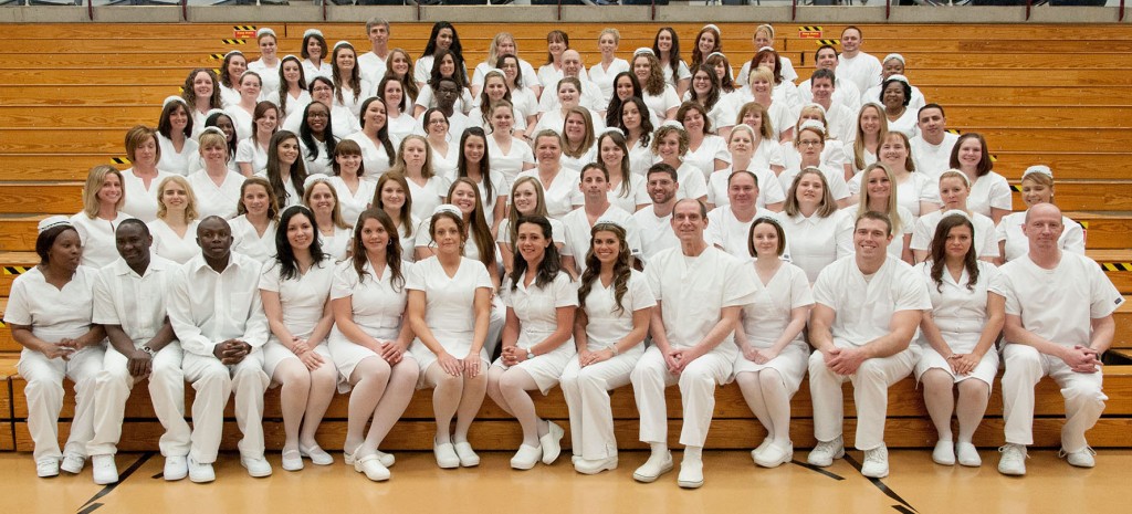 Group of nursing graduates in their nursing attire