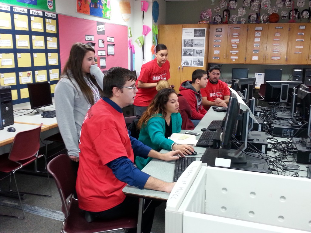 Fitchburg High School students in computer lab working on computers