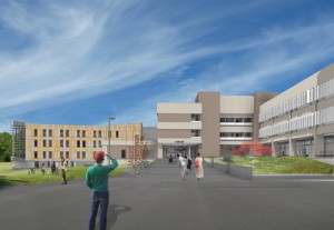 3D Rendering of the new MWCC Gardner campus front entrance