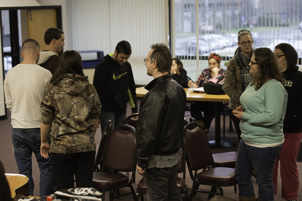 Visions and Rx program students mingling in the North Cafeteria