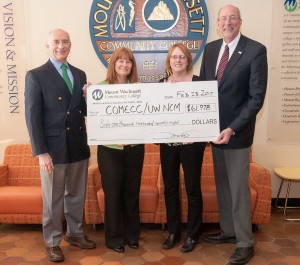 President Asquino, Connie Helstowski, Nancy Thibideau and Phil Grzewinski holding the big COMECC/UWNCM check