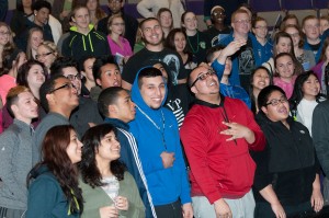 Large group of high school students smiling