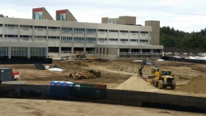 Construction scene in the front of the Gardner campus