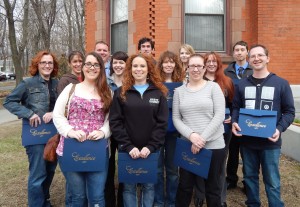 Group of students in front of the Gardner Museum with the certificates