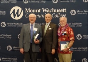 Dr. Vincent Ialenti, Dean of Academic and Institutional Technology, and Math Professor Ken Takvorian were recognized for 45 years of service by President Asquino and the college community during the 21st annual Employee Service Awards Ceremony.