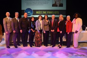 President Asquino; Panelists Ernest Martineau, Michelle Dunn, Jack Maroney, Tamara E. Perini, Daisy Bacener, Joseph D. Early, Jr., Diane Power; event organizer Sharmese Gunn